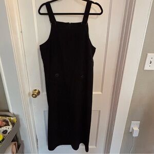 Kathy Ireland Black Sheath Midi Dress Sleeveless Square Neck